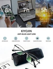 img 2 attached to 👓 KIYOJIN Silver Metal Wire Frame Reading Glasses with Blue Light Blocking for Computer Work - Complete with Eyeglasses Case and Spring Hinges (1.25 Power) for Men and Women