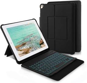 img 4 attached to 🔌 HANYEAL Wireless Keyboard Case with Pencil Holder for New iPad 2019 10.2" (7th Generation), iPad Air 2019 (3rd Generation), iPad Pro 10.5 2017 - 7 Colors Backlight, Black