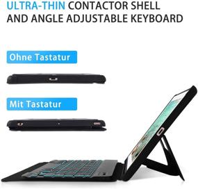 img 2 attached to 🔌 HANYEAL Wireless Keyboard Case with Pencil Holder for New iPad 2019 10.2" (7th Generation), iPad Air 2019 (3rd Generation), iPad Pro 10.5 2017 - 7 Colors Backlight, Black