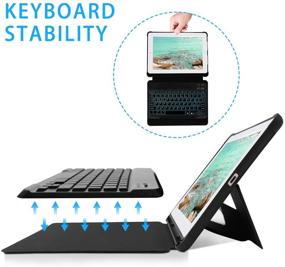img 1 attached to 🔌 HANYEAL Wireless Keyboard Case with Pencil Holder for New iPad 2019 10.2" (7th Generation), iPad Air 2019 (3rd Generation), iPad Pro 10.5 2017 - 7 Colors Backlight, Black