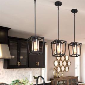 img 2 attached to 🔆 SGLfarmty Pendant Lighting: Stylish Black 1-Light Cage Hanging Light Fixtures for Kitchen Island & Dining Room