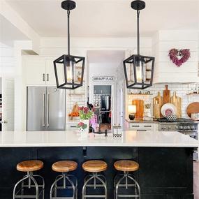 img 1 attached to 🔆 SGLfarmty Pendant Lighting: Stylish Black 1-Light Cage Hanging Light Fixtures for Kitchen Island & Dining Room