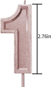 img 3 attached to 🎂 LUTER 2.76" Large Rose Gold Glitter Birthday Candles - Number 1 Cake Topper Decoration for Wedding Party Kids Adults