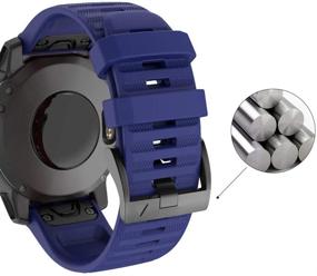img 1 attached to IMAYCC Quick-Fit Fenix 6X Watch Band: 26mm Replacement for Fenix 5X/Fenix 5X Plus/Fenix 6X Pro/Sapphire/Fenix 3/HR - Navy Blue