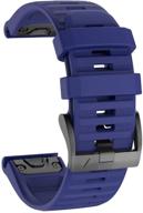 imaycc quick-fit fenix 6x watch band: 26mm replacement for fenix 5x/fenix 5x plus/fenix 6x pro/sapphire/fenix 3/hr - navy blue logo
