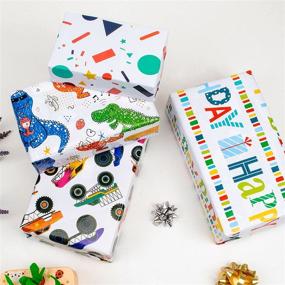 img 2 attached to 🎁 ZHULUOJI Birthday Cartoon Wrapping Paper for Kids - 12 Sheets Folded Flat Gift Wrap in 19.7 X 27.6 Inch Per Sheet Size