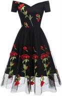 aofur vintage embroidered rockabilly black_long women's clothing in dresses logo