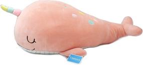 img 4 attached to 🦄 Vintoys Plush Hugging Pillow Soft Narwhal Unicorn Whale Stuffed Animal Doll Pink - 21" Fish Toy