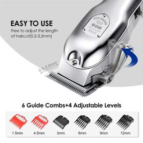 img 2 attached to 💈 OFOOR Silver Hair Clippers for Men - Professional Hair Cutting Kit with Scissors & LED Display - Rechargeable Cordless Haircutting Beard Trimmer Electric Barbers Grooming Set