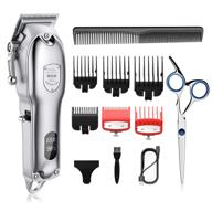 💈 ofoor silver hair clippers for men - professional hair cutting kit with scissors & led display - rechargeable cordless haircutting beard trimmer electric barbers grooming set logo