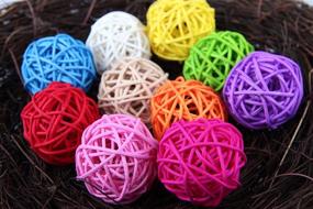 img 3 attached to USFEEL 10pcs Handmade Wicker Rattan Balls: Decorative Crafts for Garden, Wedding, and Parties - Vase Fillers, Rabbit & Bird Toys