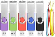 🔌 affordable 1gb bulk thumb drive pack of 5 usb 2.0 flash drives - colorful assorted swivel pen drive memory stick by febniscte (black blue green purple red) логотип
