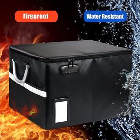 img 3 attached to 🔥 Fireproof File Organizer Box with Lock - Portable Fireproof Storage Cabinet for Letter/Legal Folders - 16.1 x 12.9 x 11 Inches (Dark Black)