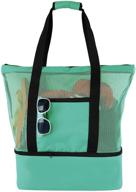 👜 ladies outdoor beach tote with removable cooler compartment and mesh bag logo