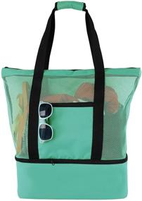 img 4 attached to 👜 Ladies Outdoor Beach Tote with Removable Cooler Compartment and Mesh Bag