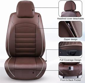 img 1 attached to 🚗 Masubon's Car Seat Covers - Universal Front 2 Seat Leather Automotive Seat Covers for Cars, SUVs, Trucks, and Pick-ups - Waterproof PU Leather Cushion for Car Interior Accessories