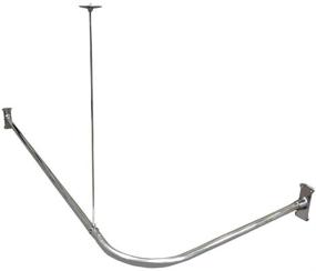 img 4 attached to 🚿 Hudson Brass Works WO L-Shape Shower Curtain Rod, Chrome Finish, 61.5 x 25.75 x 24 inches