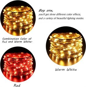 img 3 attached to ER CHEN Dimmable USB String Lights: 33ft 100 LED Warm White & Red Color Changing Fairy 🎉 Lights with Remote Control & Timer - 8 Modes Silver Coated Copper Wire Lights for Bedroom, Patio, Party