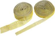 🎂 joyyu 1 roll of 4-row 10-yard acrylic rhinestone diamond ribbon + 1 roll of 8-row 10-yard acrylic rhinestone diamond ribbon for wedding cakes, birthday decorations, baby shower events, arts and crafts projects - 2 rolls (gold) logo