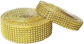 img 3 attached to 🎂 JOYYU 1 Roll of 4-Row 10-Yard Acrylic Rhinestone Diamond Ribbon + 1 Roll of 8-Row 10-Yard Acrylic Rhinestone Diamond Ribbon for Wedding Cakes, Birthday Decorations, Baby Shower Events, Arts and Crafts Projects - 2 Rolls (Gold)