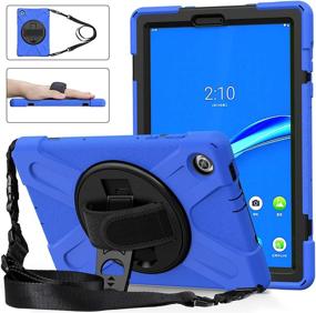 img 4 attached to 📱 Shock-Resistant Rugged Case with Strap for Lenovo M10 Plus Tablet (2020 2nd Gen), Blue