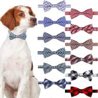 🐾 saintrygo 12-piece plaid dog bow ties: adjustable pet bow ties for stylish cats and dogs - classic plaid grooming accessories logo