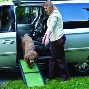 img 1 attached to 🐾 Lightweight and Portable Bi-Fold Ramp for Cats and Dogs by Pet Gear - Includes Safety Tether, Rubber Grippers for Stability