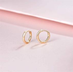 img 2 attached to 💎 14K Gold Plated Sterling Silver Cute Mini Helix Cartilage Huggie Hoop Earrings, 13mm – Dainty Fine Jewelry for Women and Girls