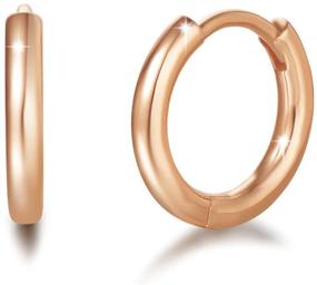 img 4 attached to 💎 14K Gold Plated Sterling Silver Cute Mini Helix Cartilage Huggie Hoop Earrings, 13mm – Dainty Fine Jewelry for Women and Girls