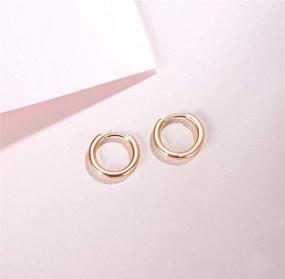 img 1 attached to 💎 14K Gold Plated Sterling Silver Cute Mini Helix Cartilage Huggie Hoop Earrings, 13mm – Dainty Fine Jewelry for Women and Girls