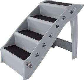 img 4 attached to PETMAKER Foldable Plastic Pet Stairs Collection - Reliable Indoor/Outdoor 4 Step Design With Enhanced Safety Features, Ideal for Home or Travel, Suitable for Both Dogs and Cats