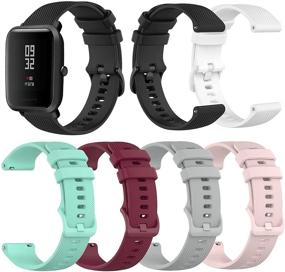img 4 attached to 📱 Compatible 6-Pack Silicone Bands for YAMAY SW020 SW021 SW023 ID205 ID205L ID205U Smart Watch, Replacement Soft Quick Release Bands for Women