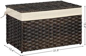img 1 attached to 📦 SONGMICS Brown Storage Box with Cotton Liner - Rattan-Style Storage Basket Trunk with Lid and Handles for Bedroom, Closet, and Laundry Room - 21.9 x 13.4 x 13.4 Inches (URST56BR)