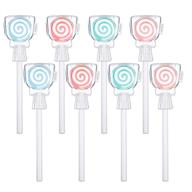 8-pack baby kid's tongue scraper cleaner brush with cover, multi-color lollipop shape tongue brush scraper for babies, kids, and adults - baby oral cleaner logo