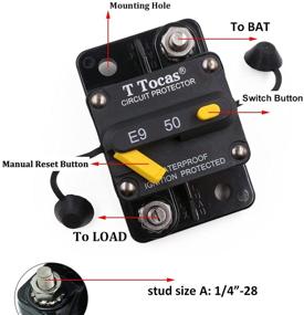 img 2 attached to ⚡ T Tocas 50 Amp Circuit Breaker with Manual Reset Switch for Boat Marine RV Yacht Battery Trailer Bus Truck, 12V - 48V DC, Waterproof (50A)