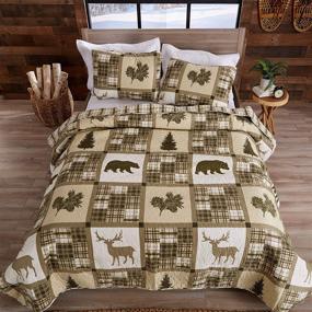 img 2 attached to 🛏️ Lodge Bedspread Full/Queen Size Quilt Set: Rustic 3-Piece Cabin All Season Quilt with Shams. Stonehurst Collection.