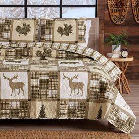 img 4 attached to 🛏️ Lodge Bedspread Full/Queen Size Quilt Set: Rustic 3-Piece Cabin All Season Quilt with Shams. Stonehurst Collection.