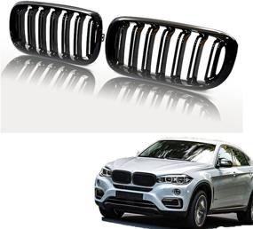 img 4 attached to 🔥 AvA Grille Grill for BMW X5 F15 X6 F16 X5M F85 X6M F86 2014-2018 2Pcs - Gloss Black | Enhanced Styling & Perfect Fit