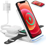 🔌 feiku portable wireless charger, foldable 3 in 1 fast charging station, 15w compatible for iphone 12 mini/12/12 pro/12 pro max/11/x/xs and iwatch 6 5 4 3 2 1 airpods 3 2 1. includes qc3.0 adapter for quick charging. logo