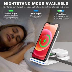 img 3 attached to 🔌 FEIKU Portable Wireless Charger, Foldable 3 in 1 Fast Charging Station, 15W Compatible for iPhone 12 Mini/12/12 Pro/12 Pro Max/11/X/XS and iWatch 6 5 4 3 2 1 Airpods 3 2 1. Includes QC3.0 Adapter for Quick Charging.