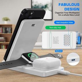 img 1 attached to 🔌 FEIKU Portable Wireless Charger, Foldable 3 in 1 Fast Charging Station, 15W Compatible for iPhone 12 Mini/12/12 Pro/12 Pro Max/11/X/XS and iWatch 6 5 4 3 2 1 Airpods 3 2 1. Includes QC3.0 Adapter for Quick Charging.