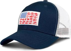 img 4 attached to 🧢 Embroidered American Fish Flag Denim Hats: Adjustable Men's Dad Hat for Outdoor Fishing - Trucker Baseball Cap, Perfect Gift Idea