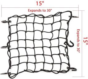 img 3 attached to CZC AUTO 15x15 Black Latex Bungee Cargo Net - Expands to 30x30, with Small Mesh and 6 Adjustable Hooks - Ideal for Motorcycles, Bikes, Paddleboards, Quads, Canoes, Mopeds, ATVs