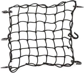 img 4 attached to CZC AUTO 15x15 Black Latex Bungee Cargo Net - Expands to 30x30, with Small Mesh and 6 Adjustable Hooks - Ideal for Motorcycles, Bikes, Paddleboards, Quads, Canoes, Mopeds, ATVs