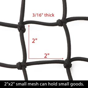 img 2 attached to CZC AUTO 15x15 Black Latex Bungee Cargo Net - Expands to 30x30, with Small Mesh and 6 Adjustable Hooks - Ideal for Motorcycles, Bikes, Paddleboards, Quads, Canoes, Mopeds, ATVs