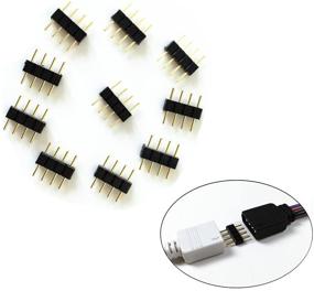 img 2 attached to 🔌 10-Pack 150mm 4 Pin RGB LED Strip Lights Extension Cable Connector, Male and Female Connector Wire Cable for 3528 5050 SMD LED Strip, 5.9 inch