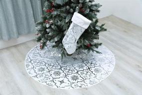 img 1 attached to Snowy White Christmas Tree Skirt, 48 Inch Large Xmas Tree Skirt for Festive Tree Decorations