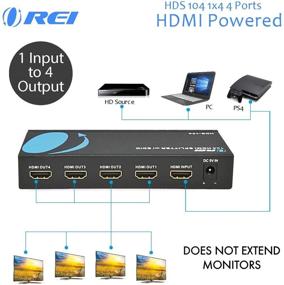 img 1 attached to 💻 OREI 4K HDMI Splitter 1x4 - Ultra HD @ 30 Hz 1 Input 4 Output, Ver. 1.4 HDCP, Power HDMI, 3D & Full HD 1080P Support for Xbox, PS4, PS3, Fire Stick, Blu Ray, Apple TV, HDTV - Adapter Included