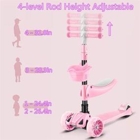 img 1 attached to 🛴 Utaomld 3 Wheeled Scooter with Removable Seat: Adjustable Height, LED Flashing Wheels, and Brake for Kids 1-14 Years Old