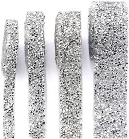 img 3 attached to 💎 2 Yards Hot Fix Rhinestone Ribbon Tape - Self Adhesive Bling Wrap for Wedding Party Decoration DIY Kid Projects - Silver, 1.2 Inches